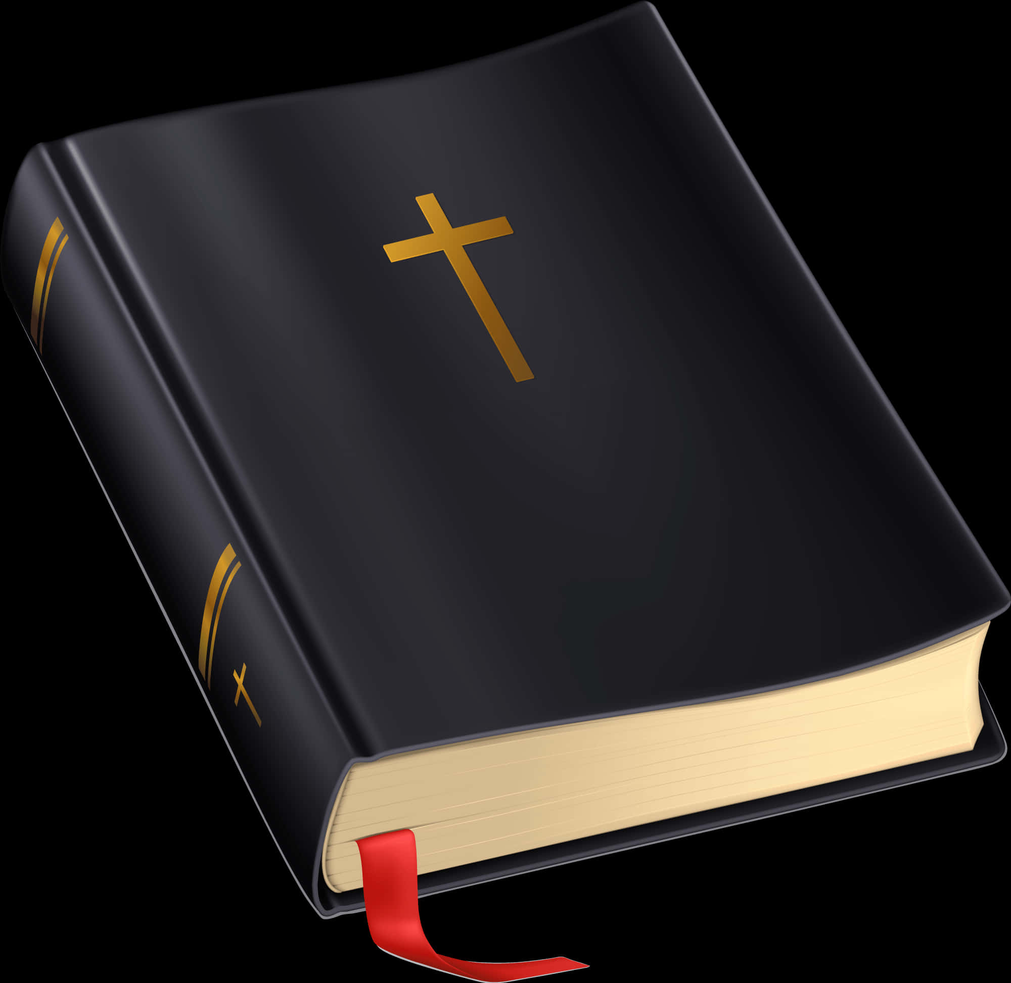 Black Holy Biblewith Golden Cross PNG