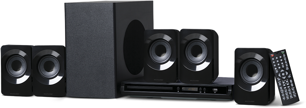 Black Home Theater System Setup PNG