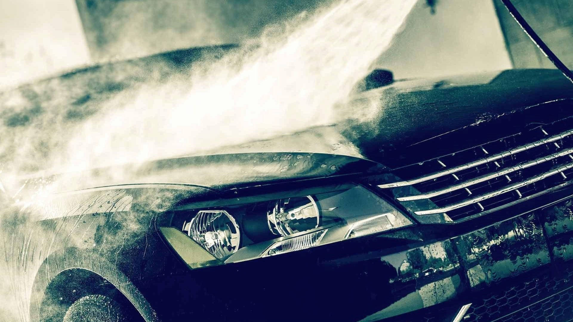 Black Hood Steam Car Wash Wallpaper