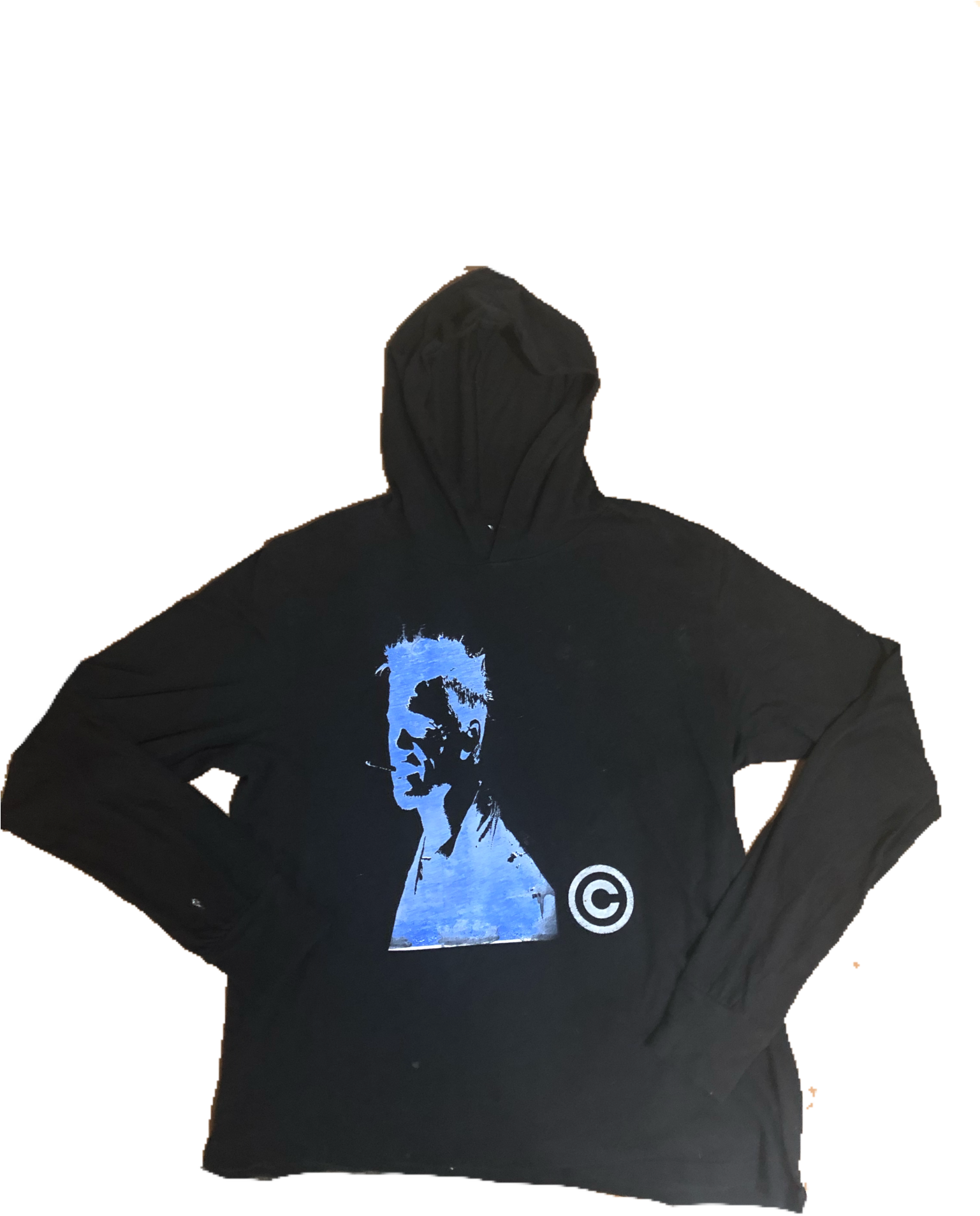 Black Hoodie Blue Graphic Design PNG