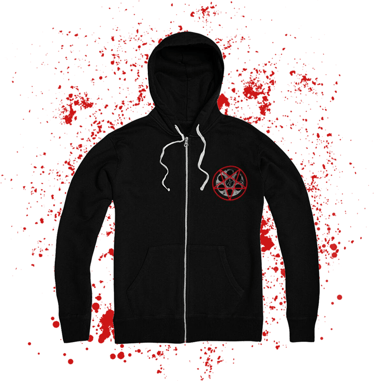 Black Hoodie Red Splatter Design PNG