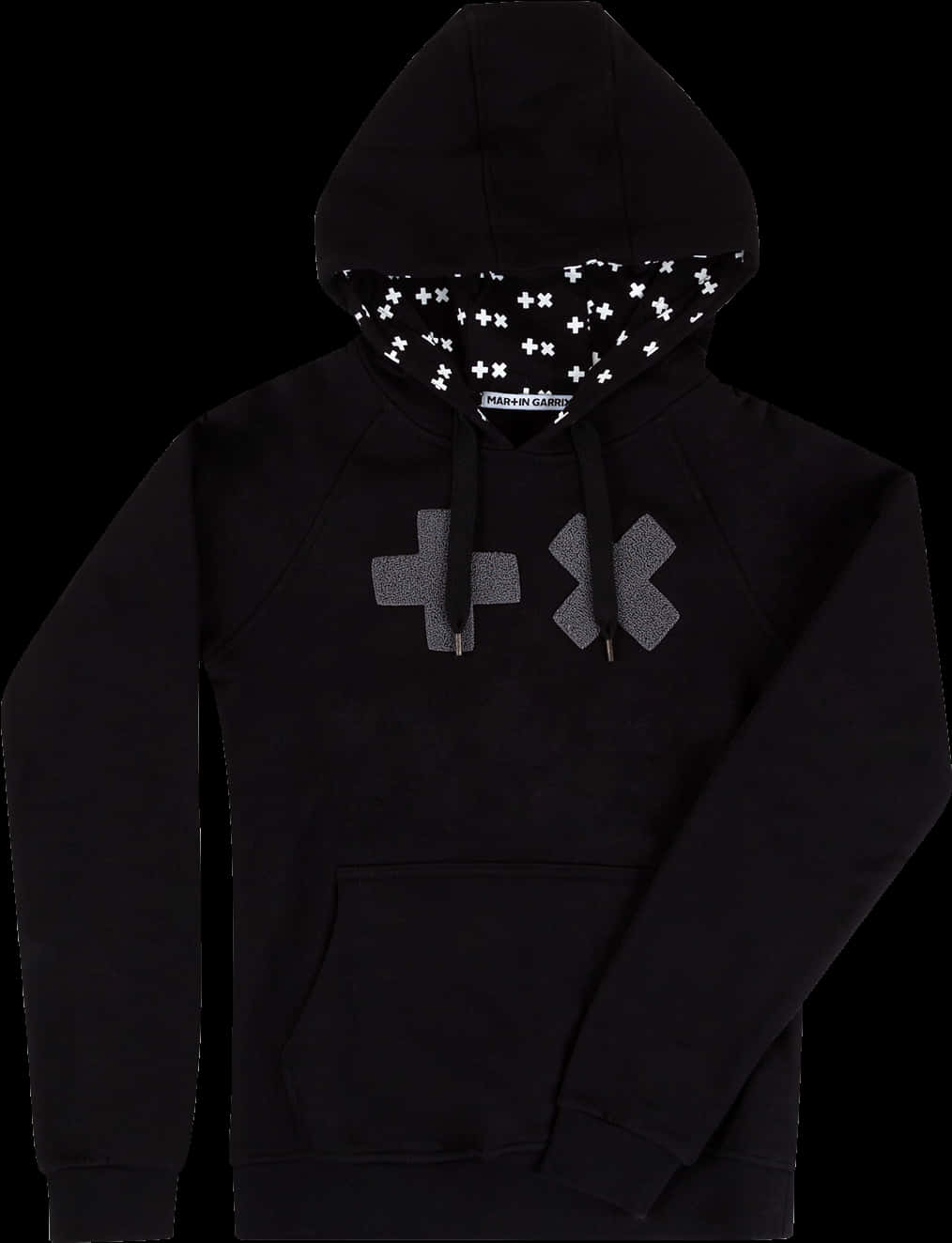 Black Hoodiewith Graphic Accents PNG