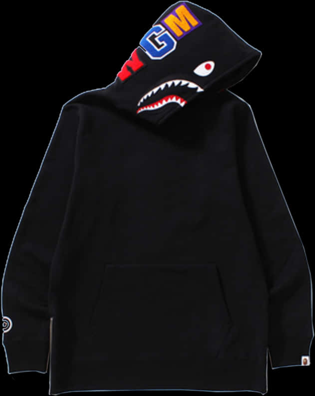 Black Hoodiewith Graphic Design PNG