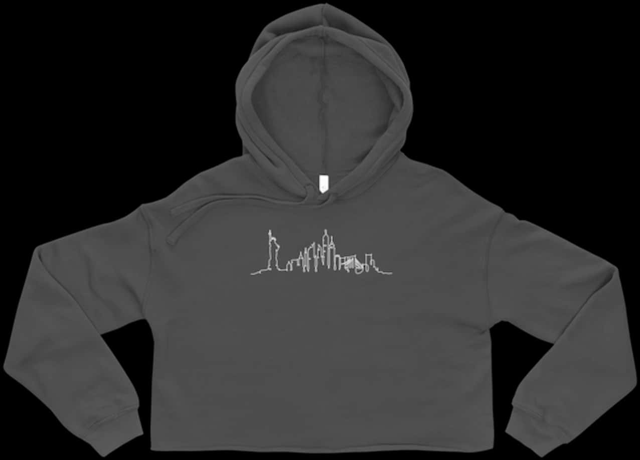 Black Hoodiewith White City Silhouette Graphic PNG