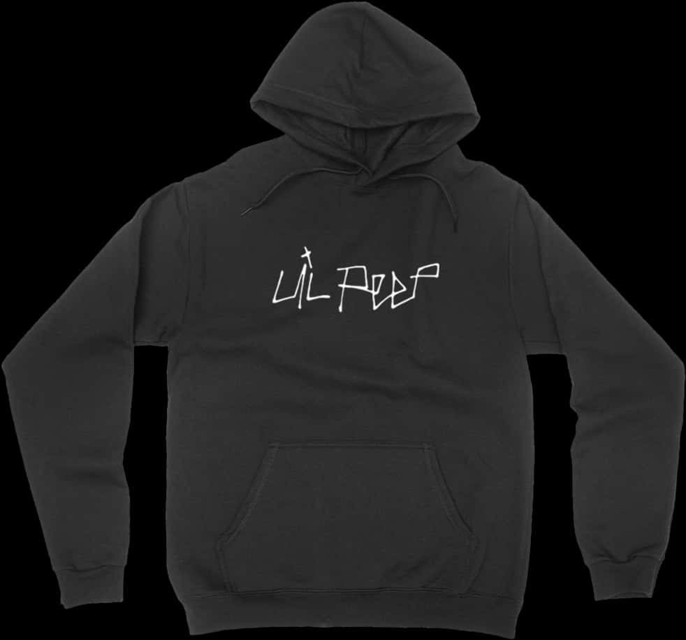 Black Hoodiewith White Graphic Design PNG