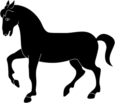 Black Horse Line Art PNG