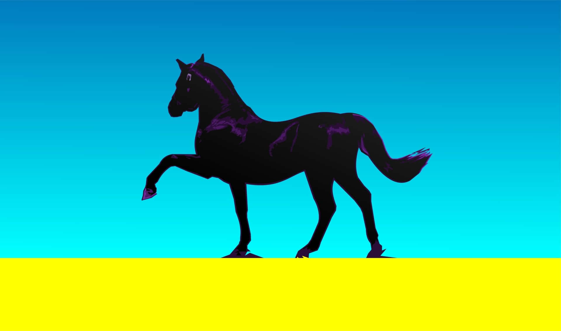 A Horse Is Standing On A Yellow Field