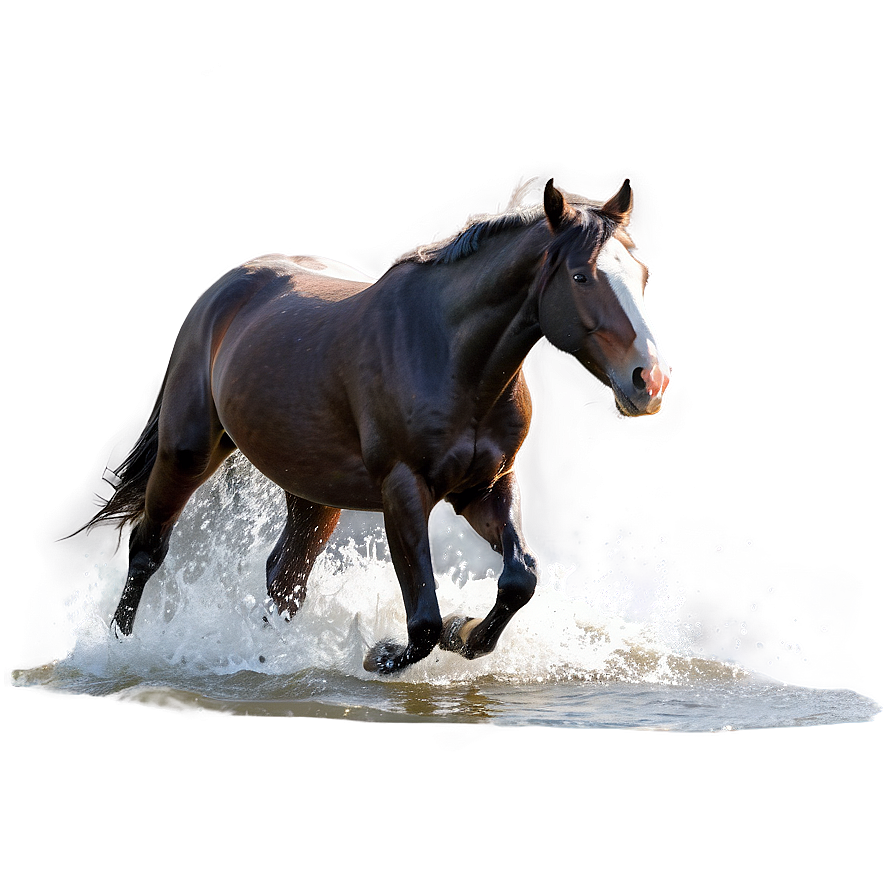 Black Horse Running In Water Png Gus PNG