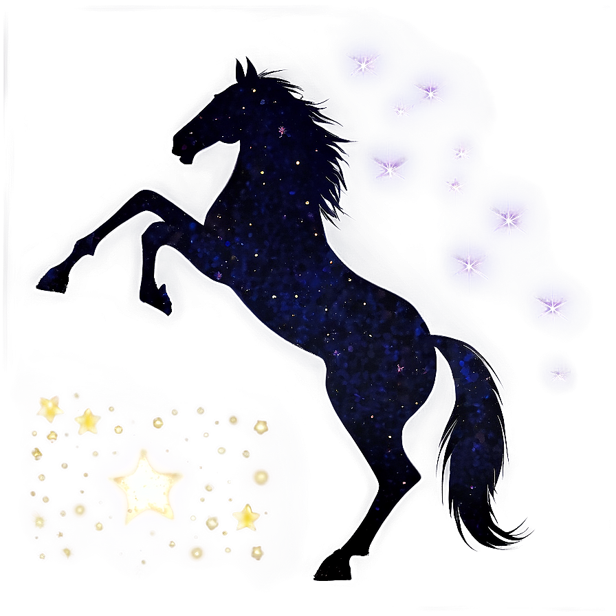 Black Horse Silhouette Under Stars Png 90 PNG
