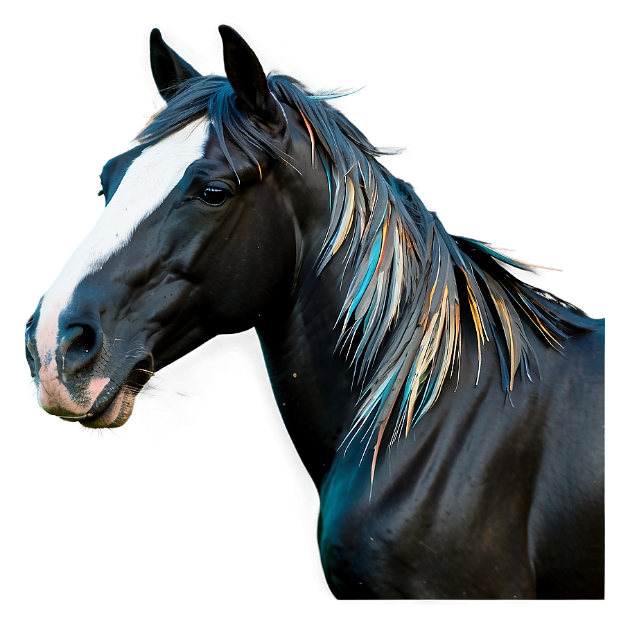 Black Horse With Feathered Hooves Png 06262024 PNG