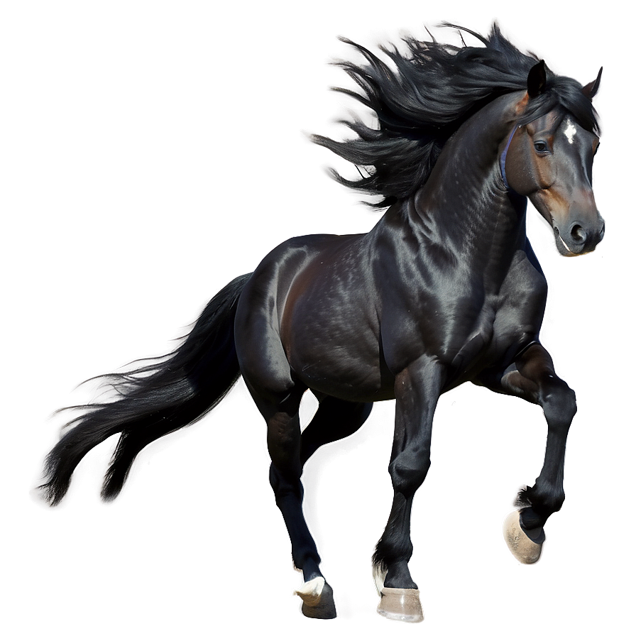 Black Horse With Flowing Mane Png 06262024 PNG