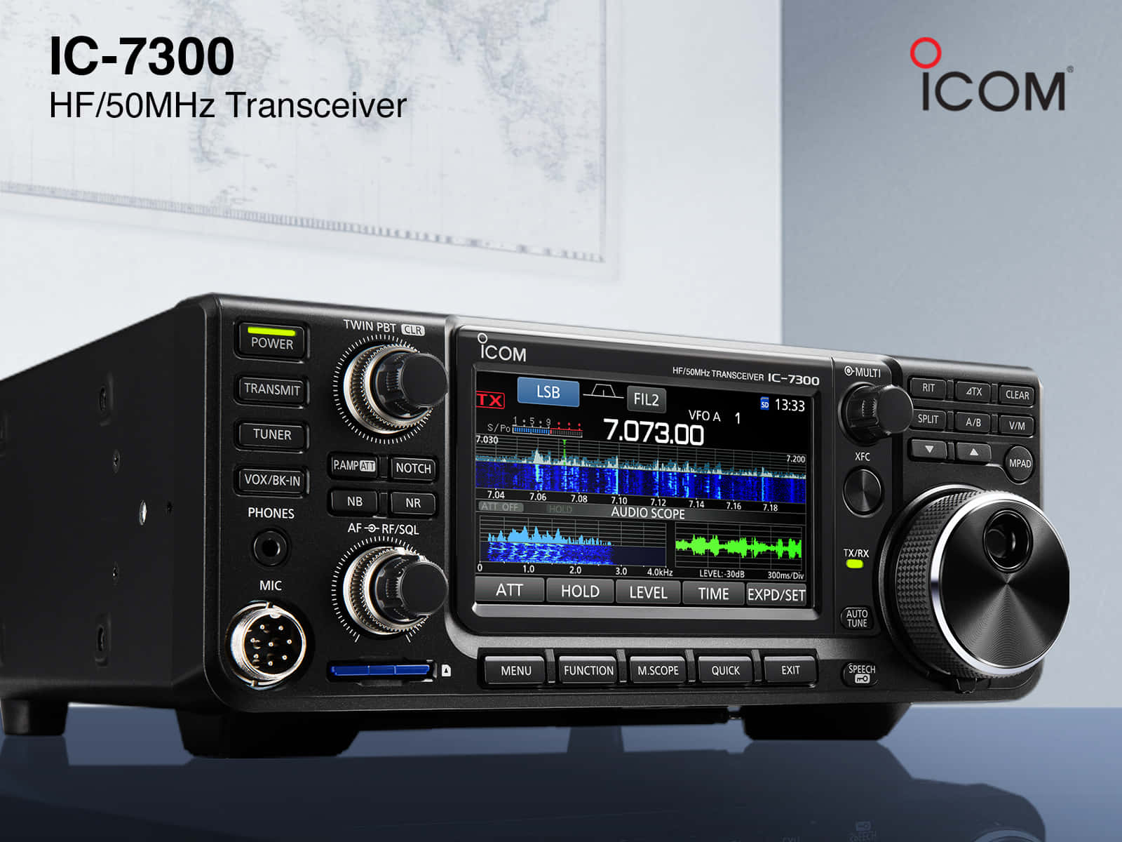 Black Ic 7300 Radio Transceiver Background