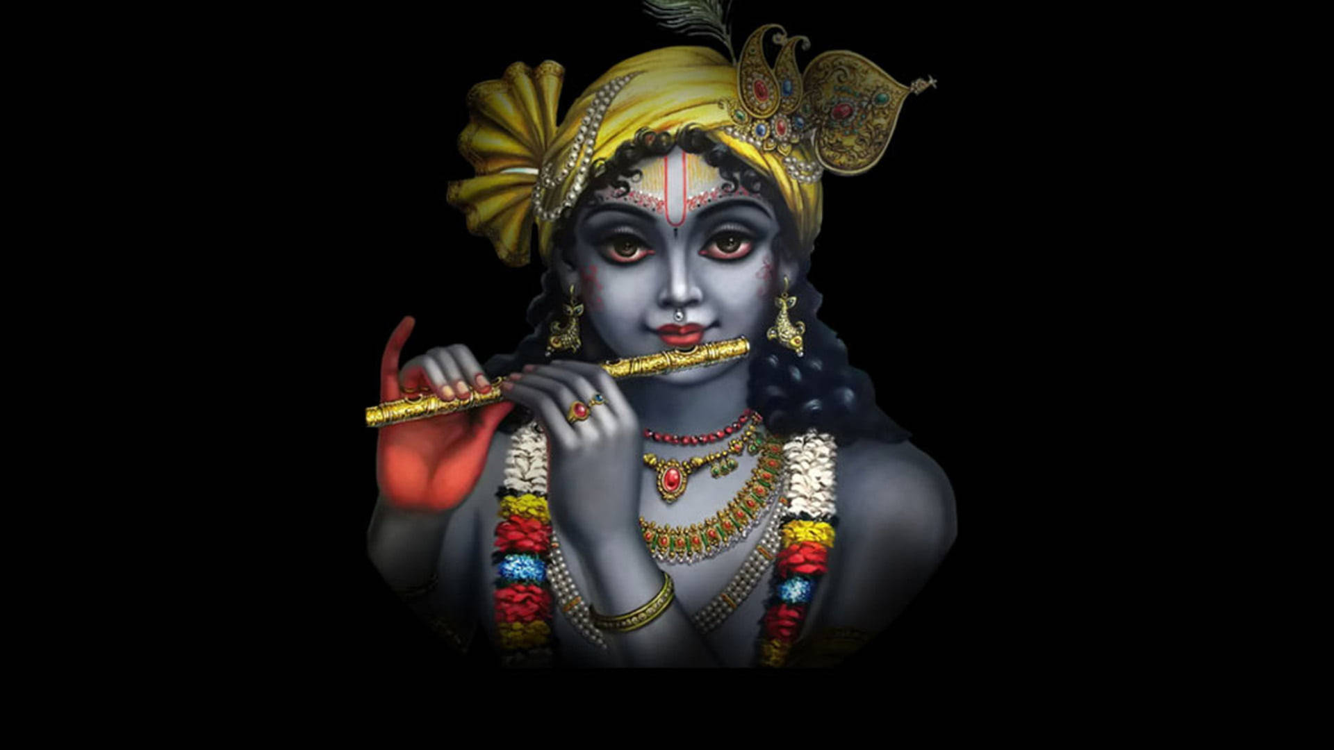 Black Image Of Krishna 4k Wallpaper