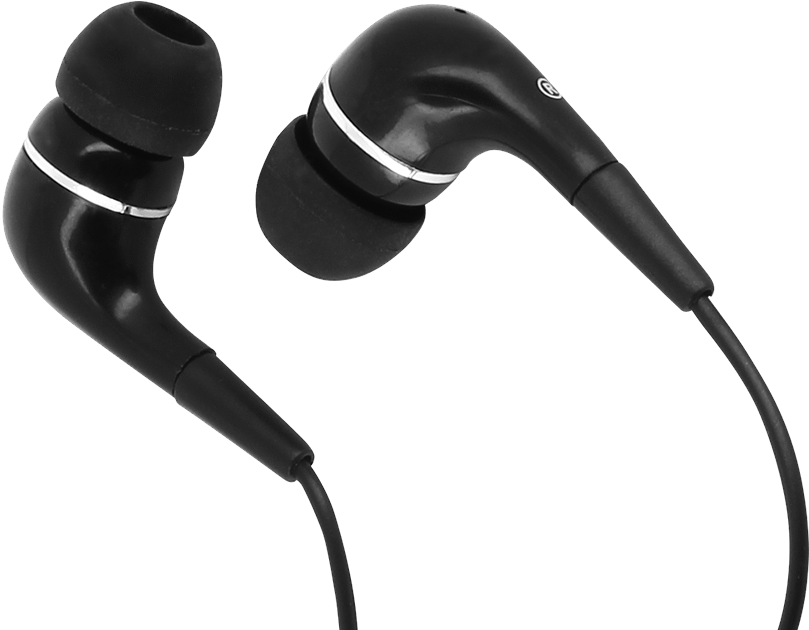 Black In Ear Earbudswith Cable PNG