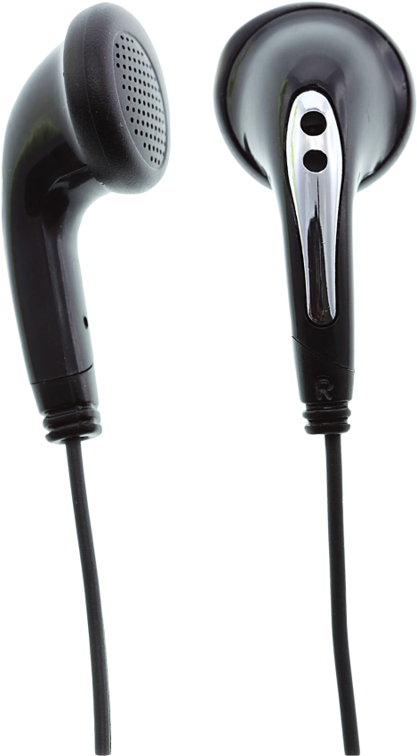 Black In Ear Earphones PNG