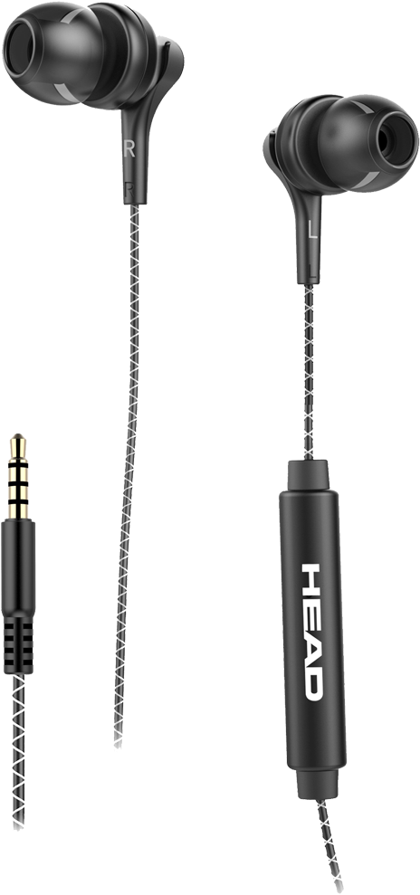 Black In Ear Headphoneswith Mic PNG