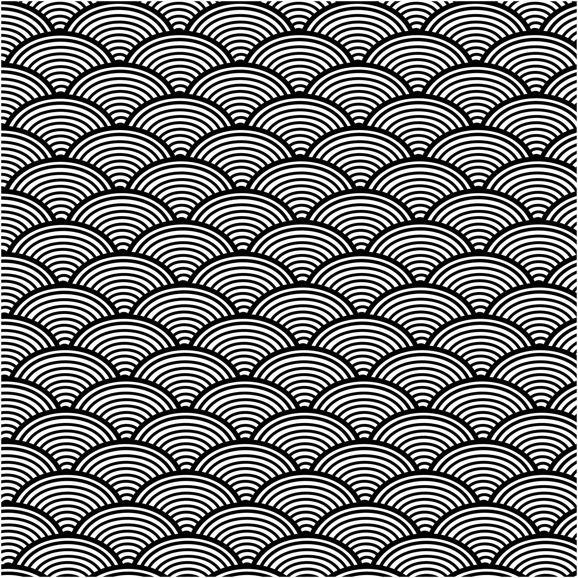 Black Japanese Waves Pattern Wallpaper