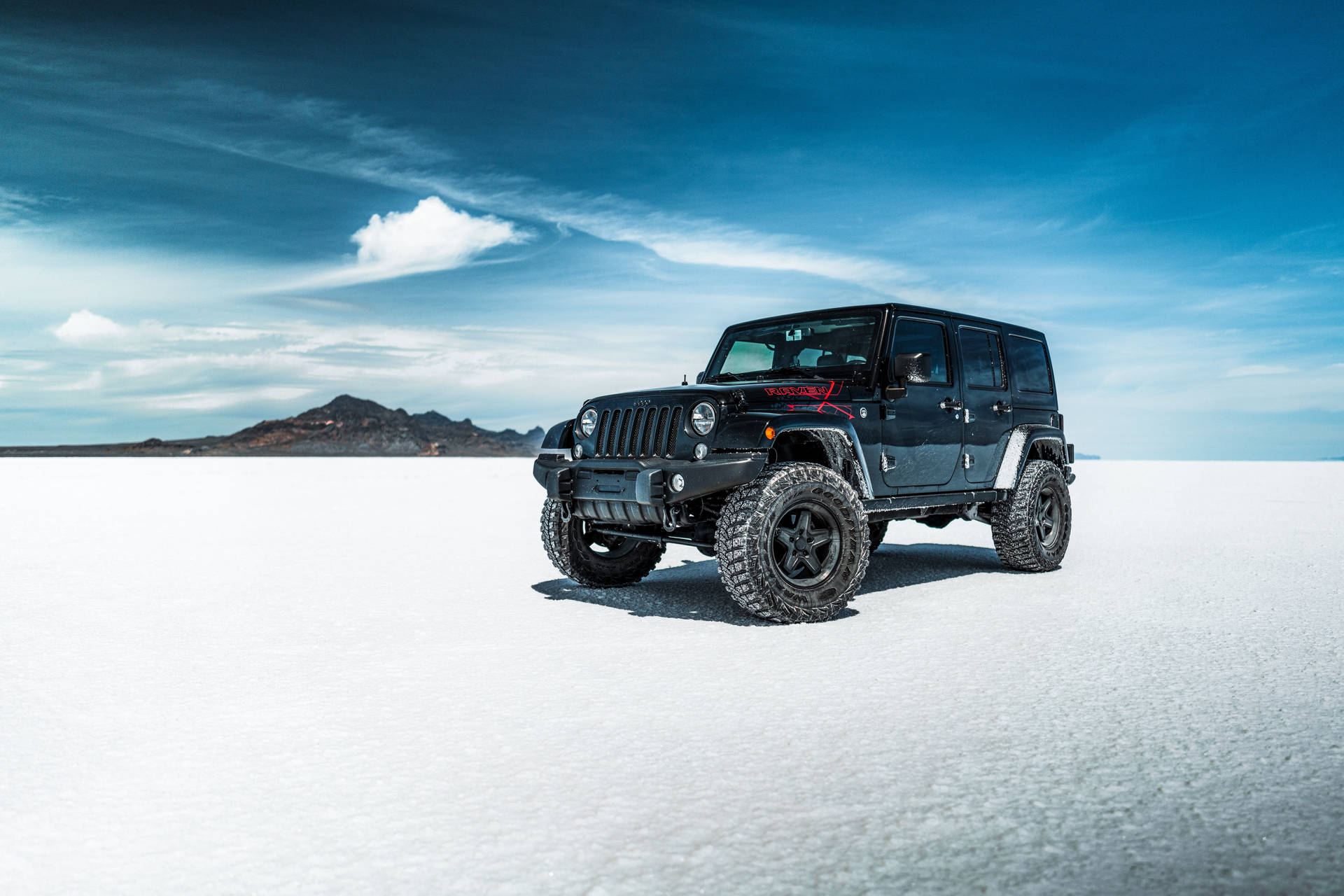 Black Jeep Snow Field Background