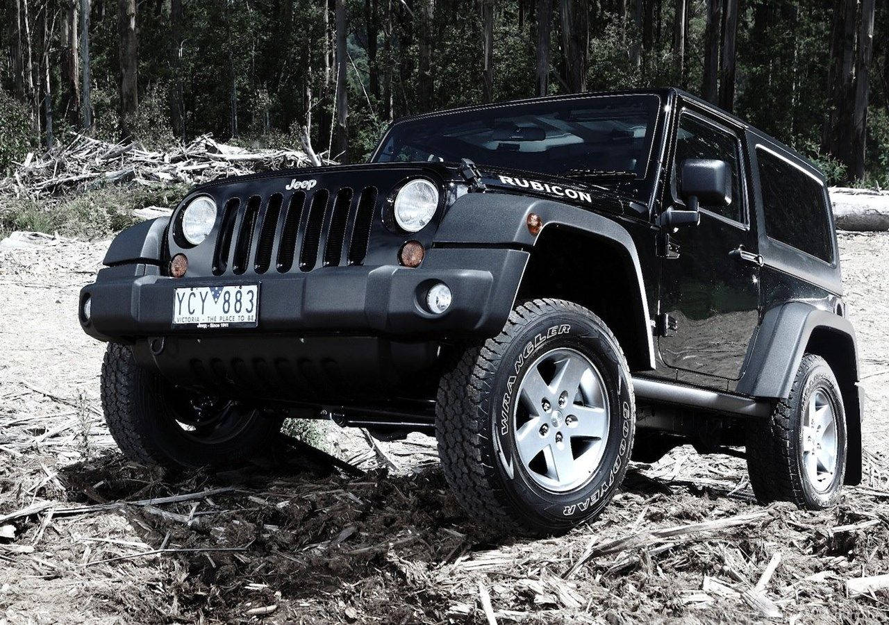 Black Jeep Wrangler In Elevated Angle Wallpaper