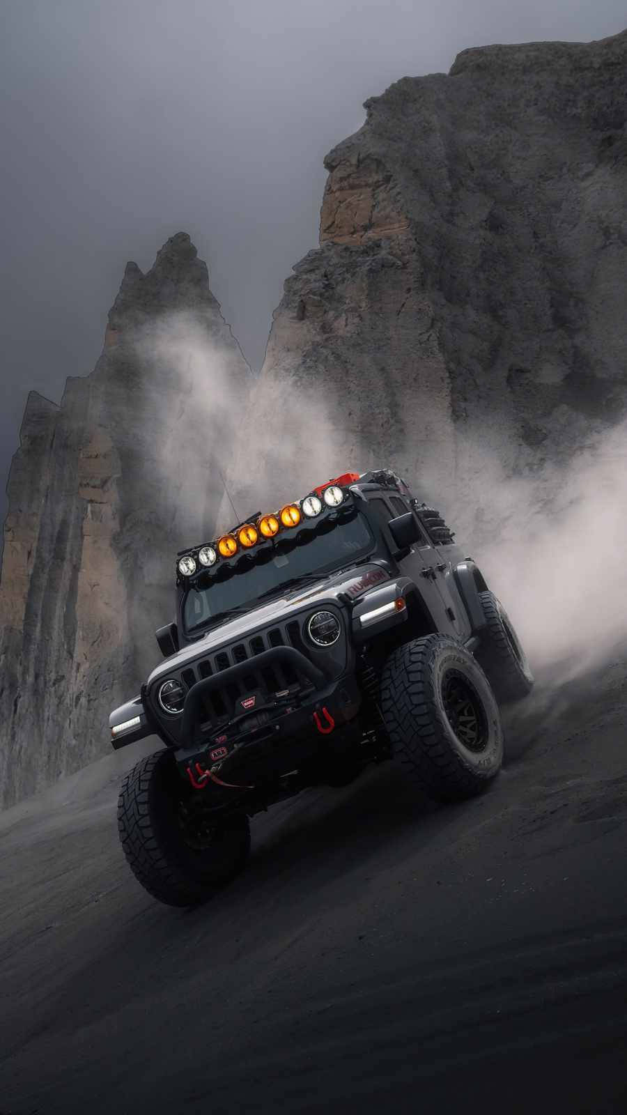 Black Jeep Wrangler On Black Dunes Wallpaper