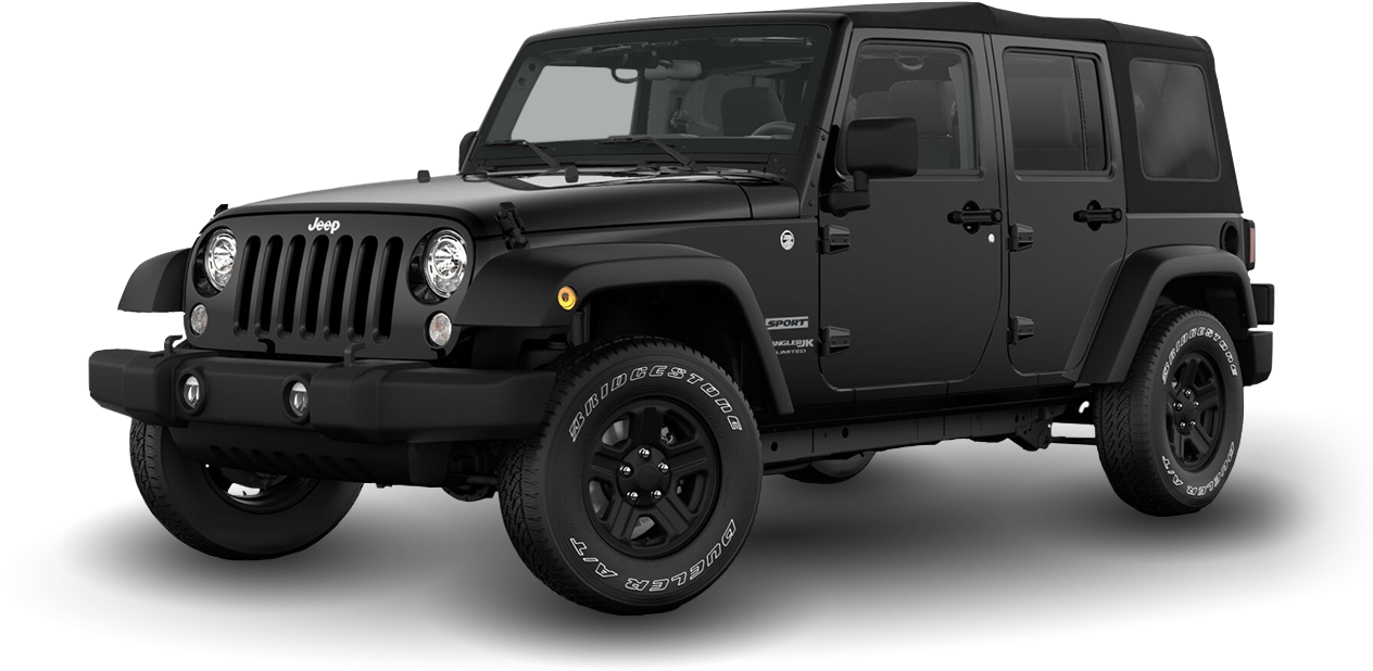 Black Jeep Wrangler Sport Side View PNG