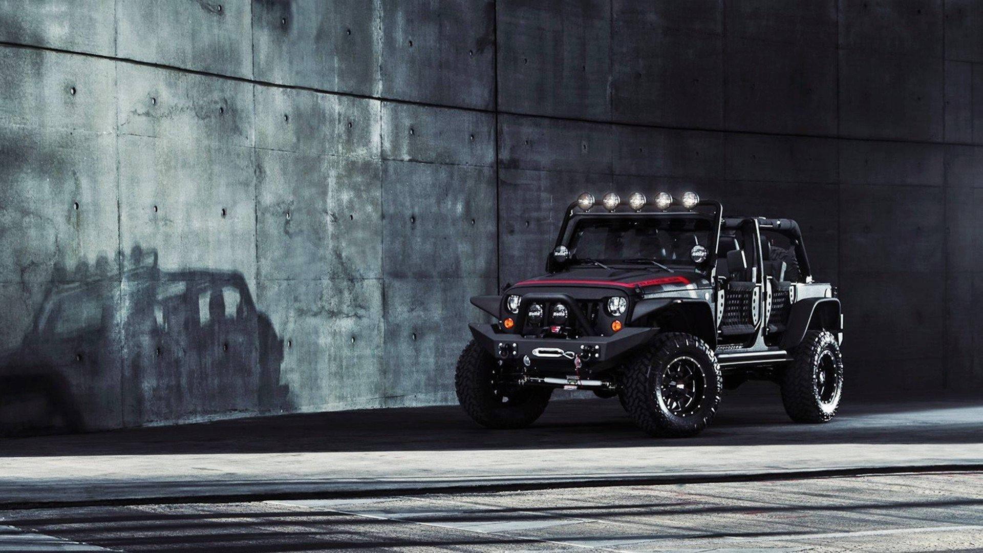 Black Jeep Wrangler With Red Paint Wallpaper