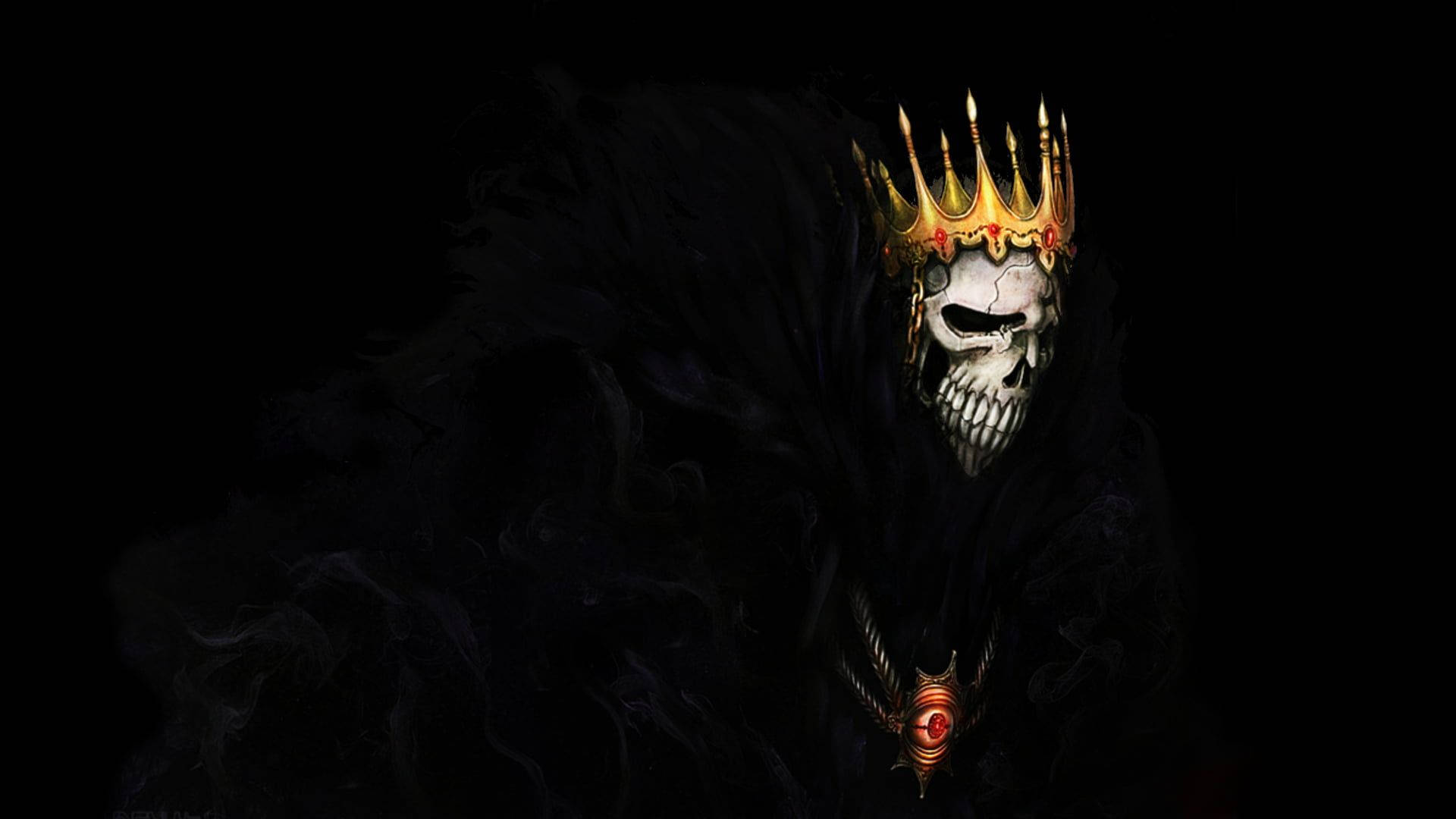 Black King Crown And Skull Wallpaper