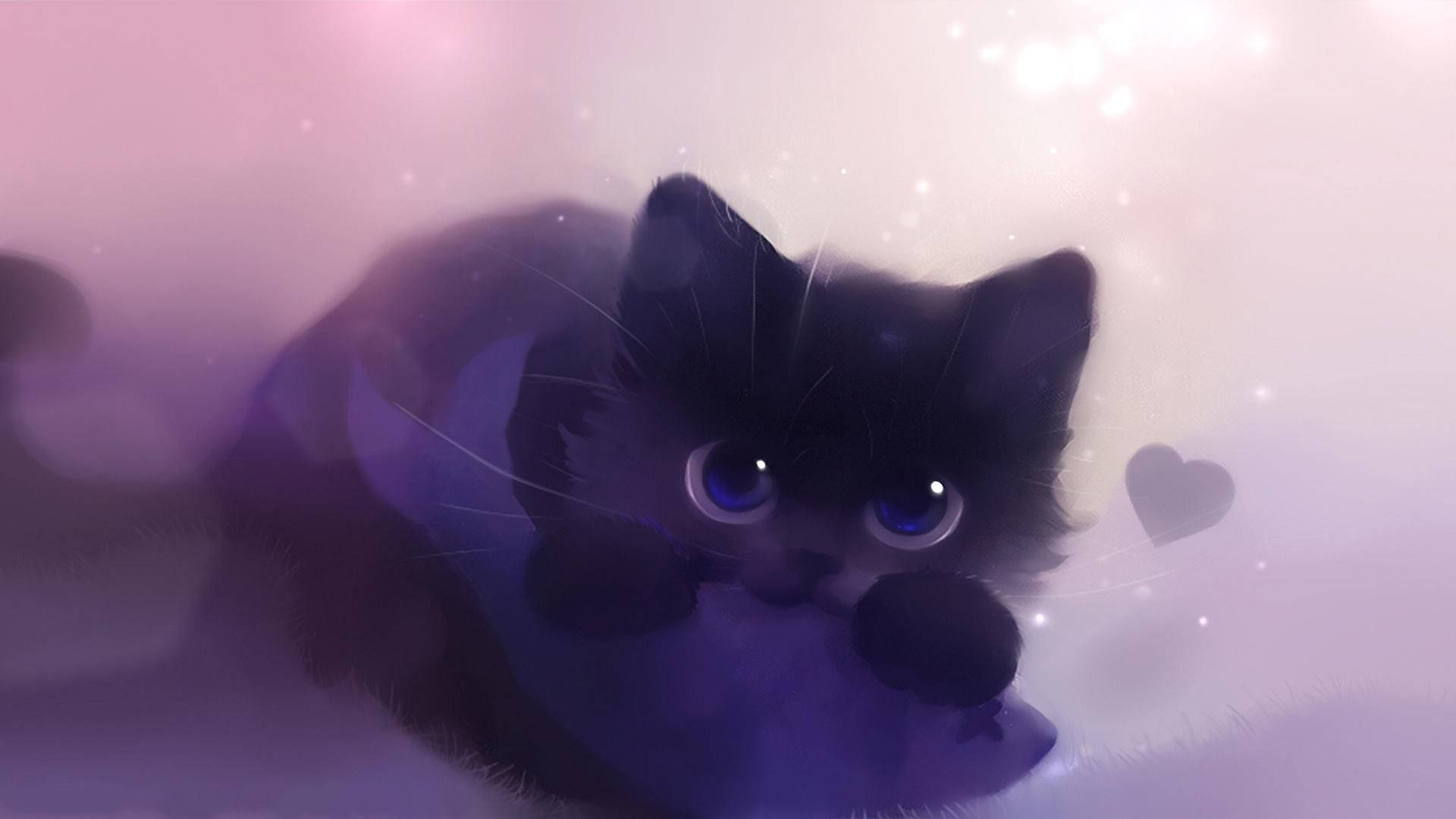 Gattino Nero Come Schermo Per Pc Estetico Carino Sfondo