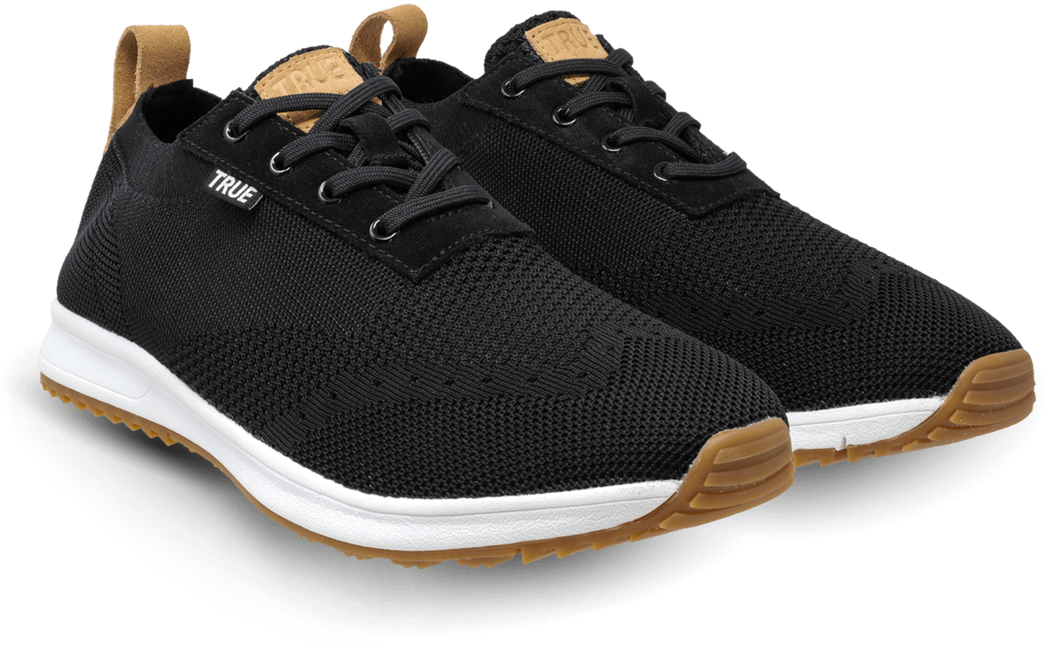 Black Knit Athletic Sneakers PNG