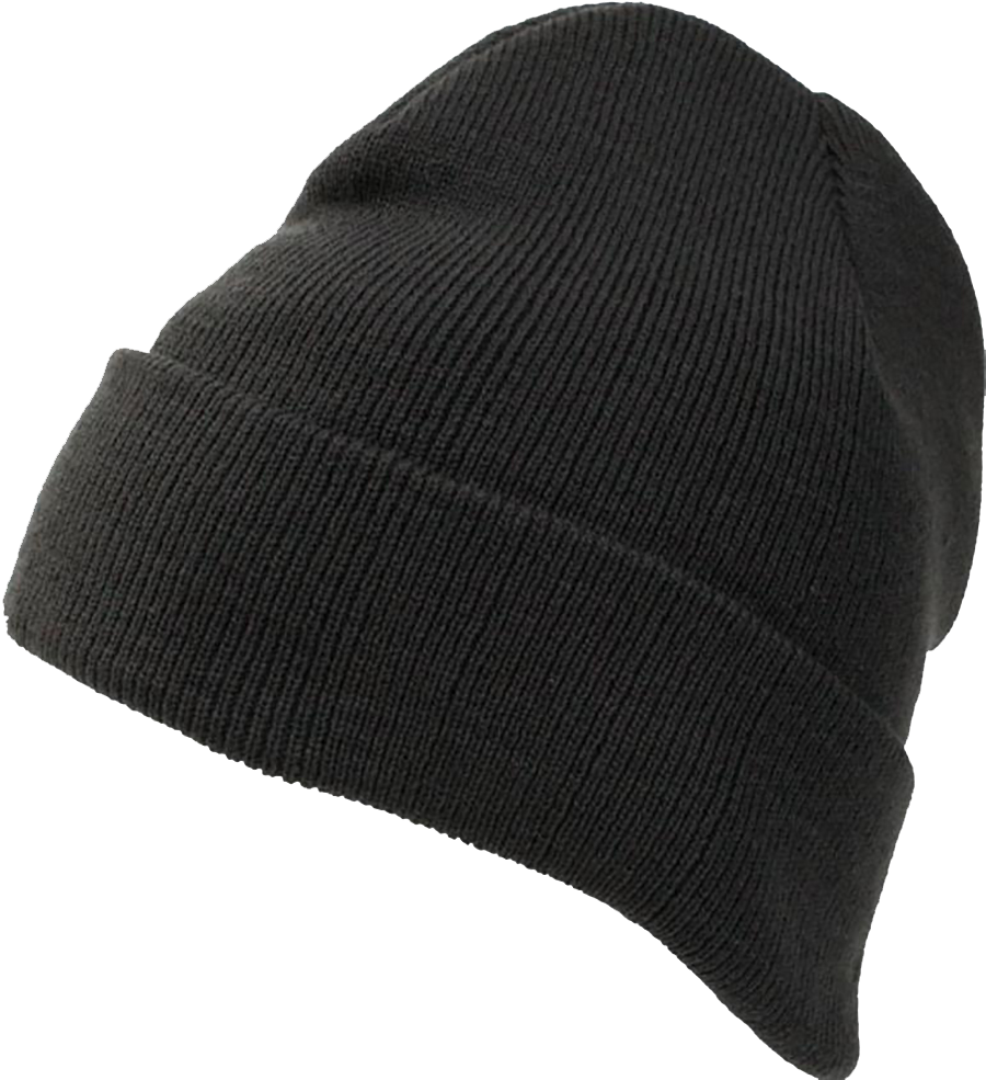Black Knit Beanie Hat PNG