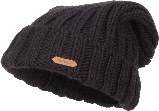 Black Knitted Beanie Hat PNG