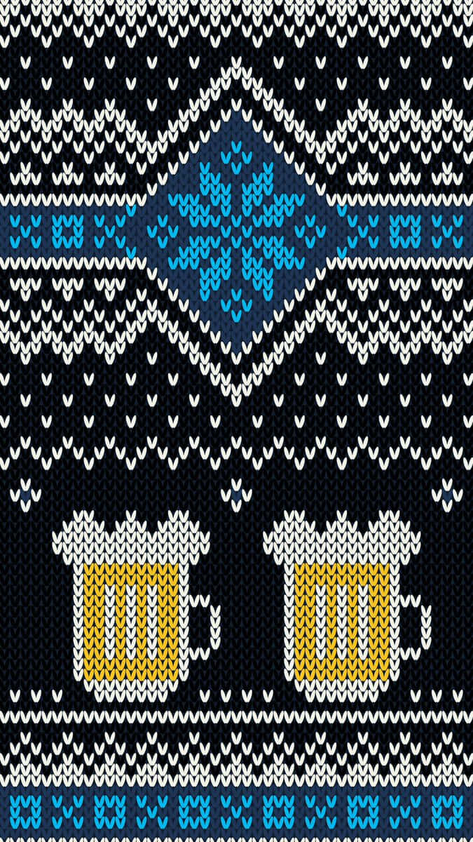 Sort strikket trøje to ølkrus mønster tapet Wallpaper