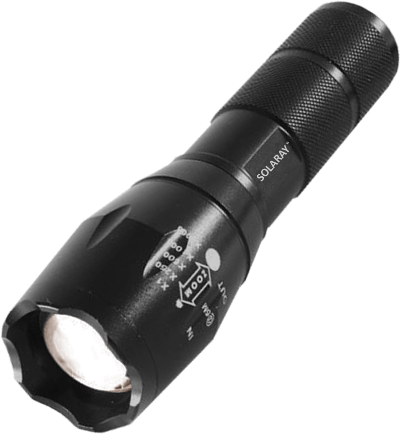 Black L E D Flashlight Solaray PNG