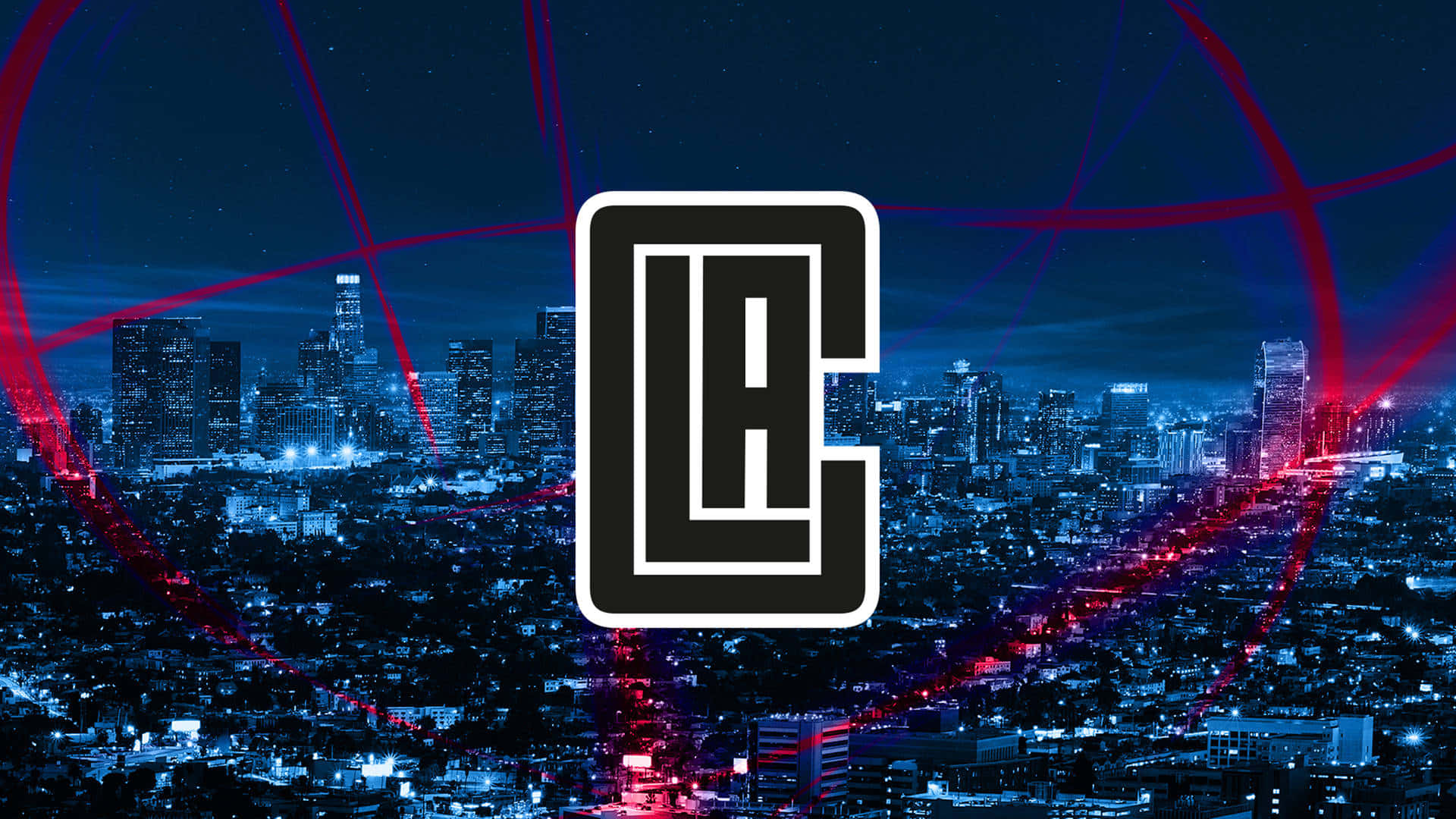 Logotipode Los La Clippers En Negro Con Ilustración Del Horizonte Nocturno Fondo de pantalla