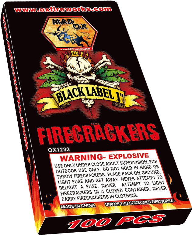 Black Label Firecrackers Pack100 Pieces PNG