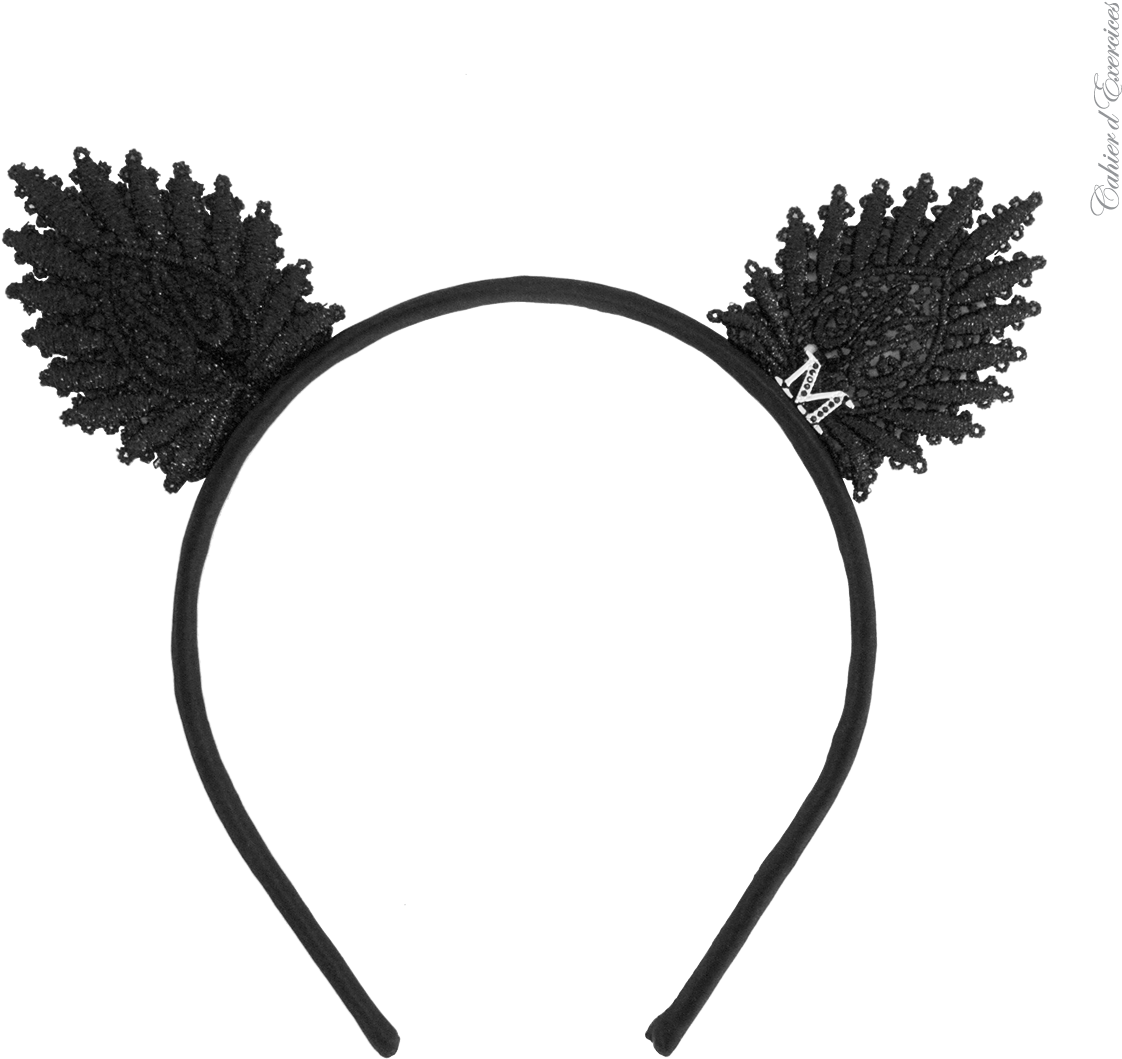 Black Lace Cat Ear Headband PNG