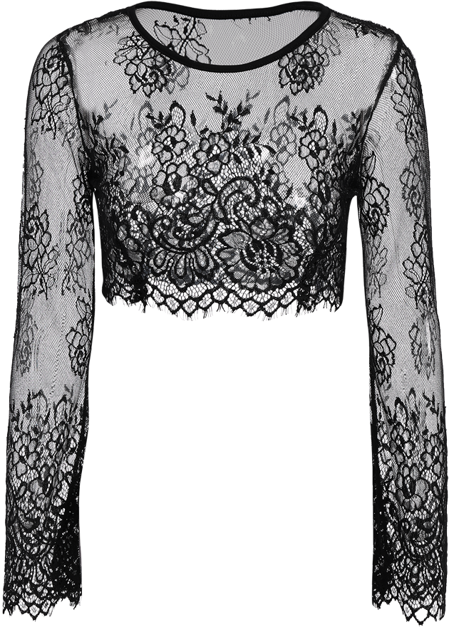 Black Lace Crop Top PNG