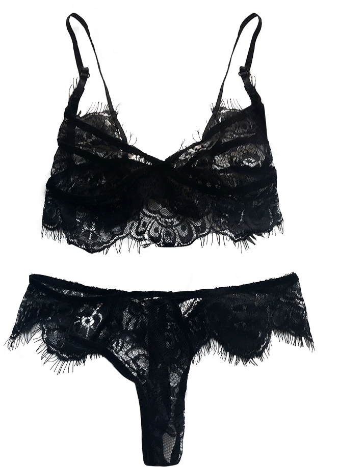 Black Lace Lingerie Set PNG