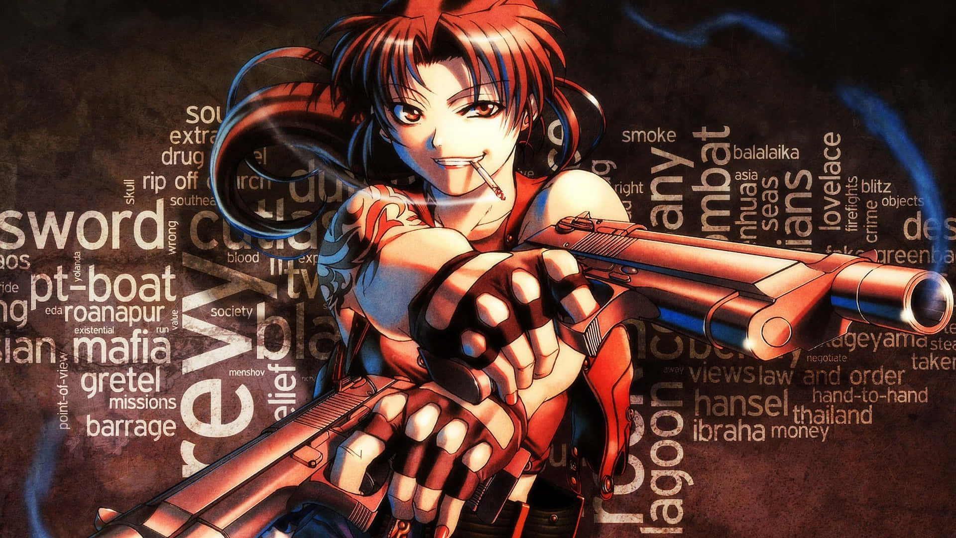 Black Lagoon Revy Aseistettuna Ja Vaarallisena Taustakuva