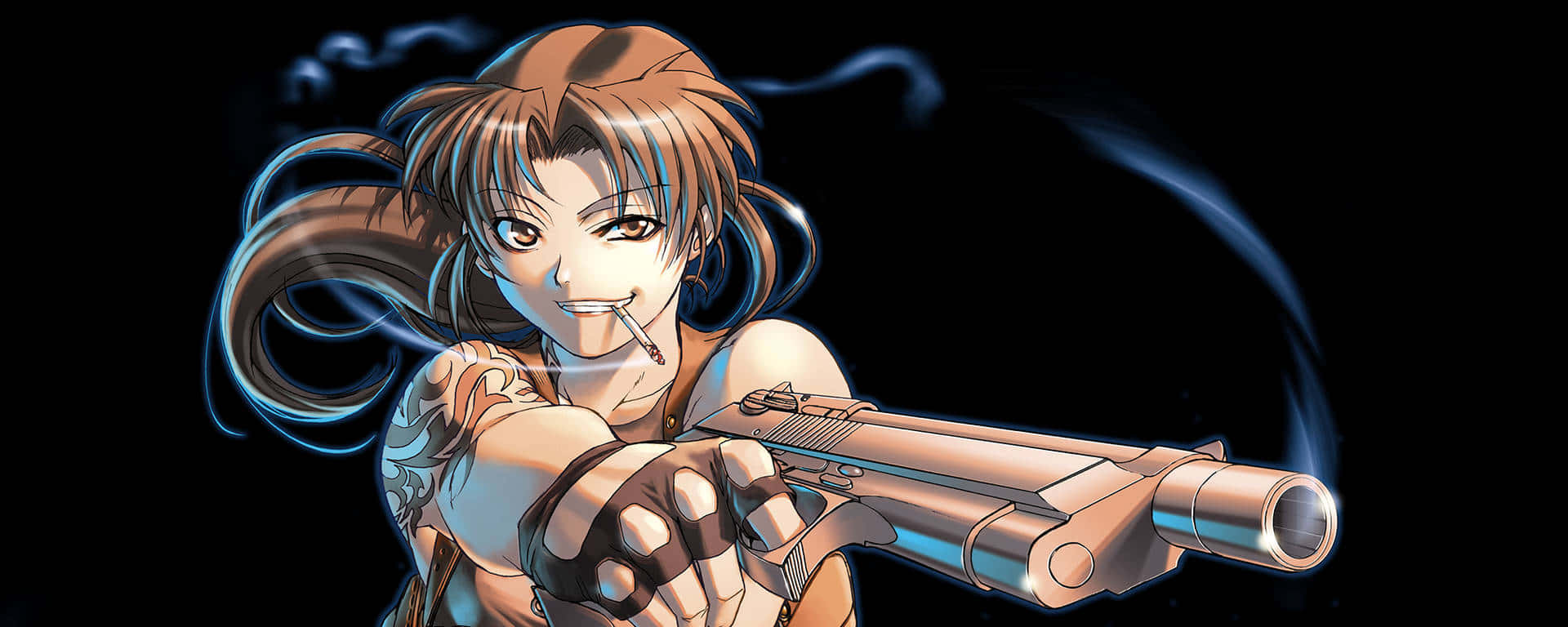 Black Lagoon Revy Gewapend En Klaar Achtergrond