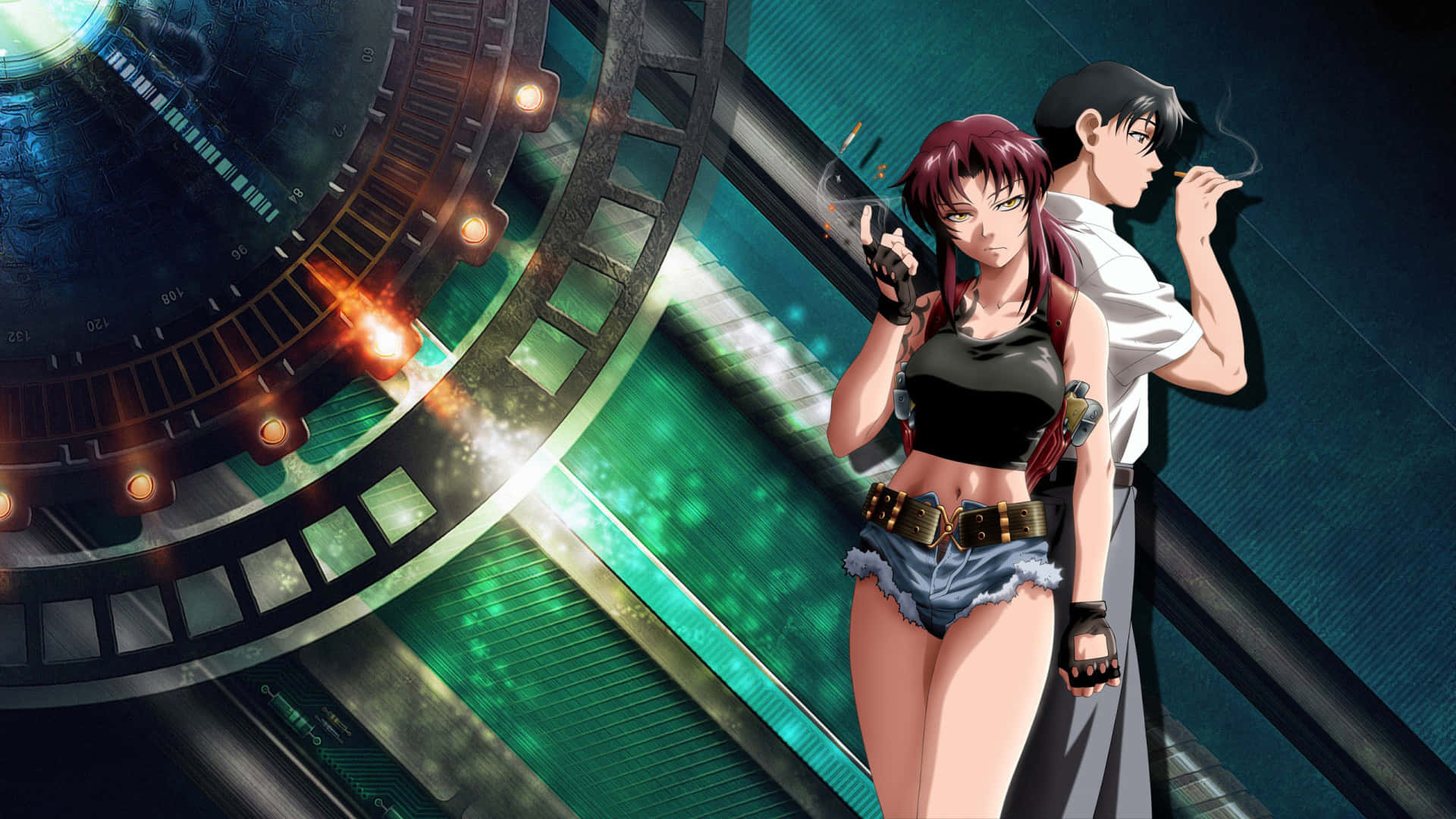 Black Lagoon Revy En Rock Kunstwerk Achtergrond