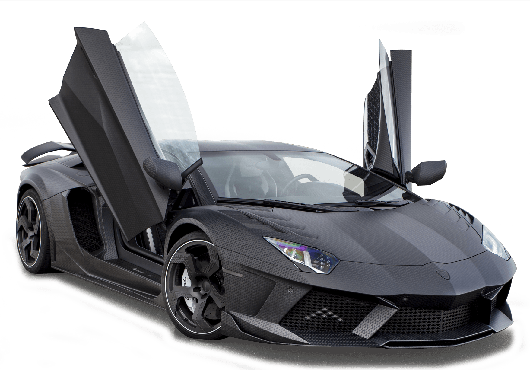 Black Lamborghini Aventador With Doors Open PNG