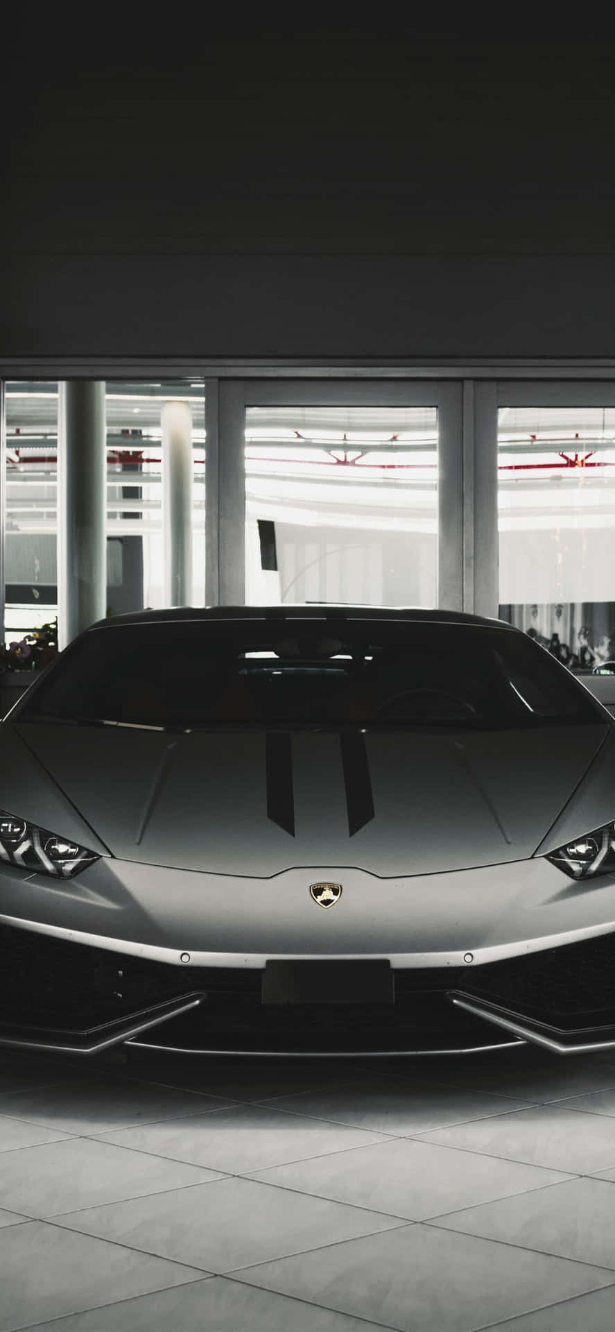 Lamborghininero Vista Anteriore Iphone Sfondo