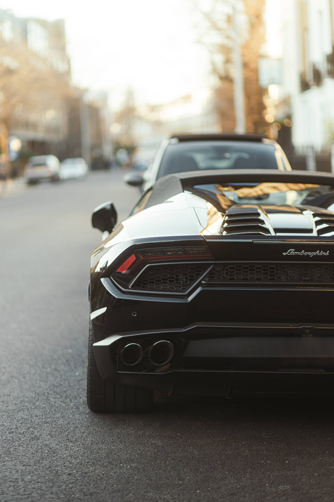 Black Lamborghini Luxury Car On The Road Wallpaper