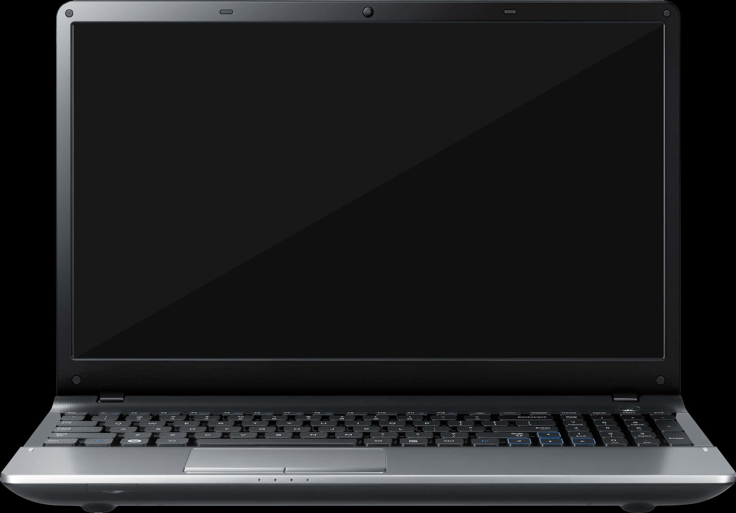 Black Laptop Front View PNG