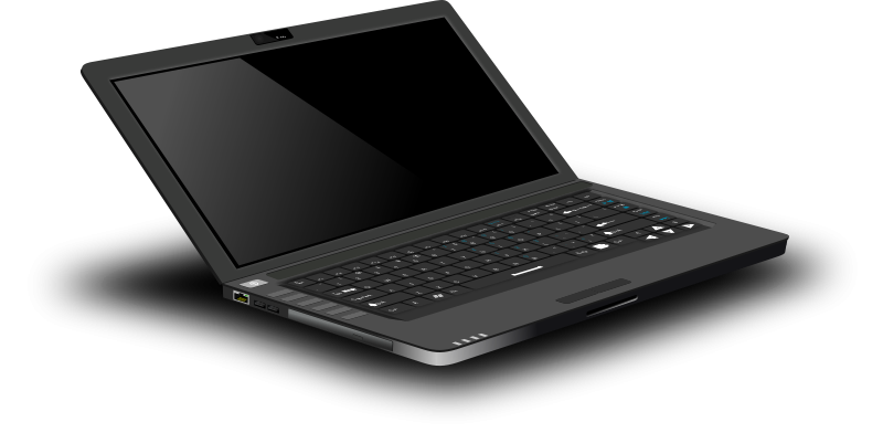 Black Laptop Isolatedon Dark Background PNG