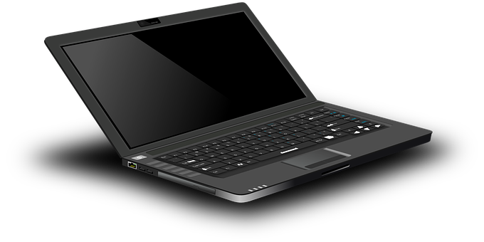 Black Laptop Isolatedon Dark Background PNG