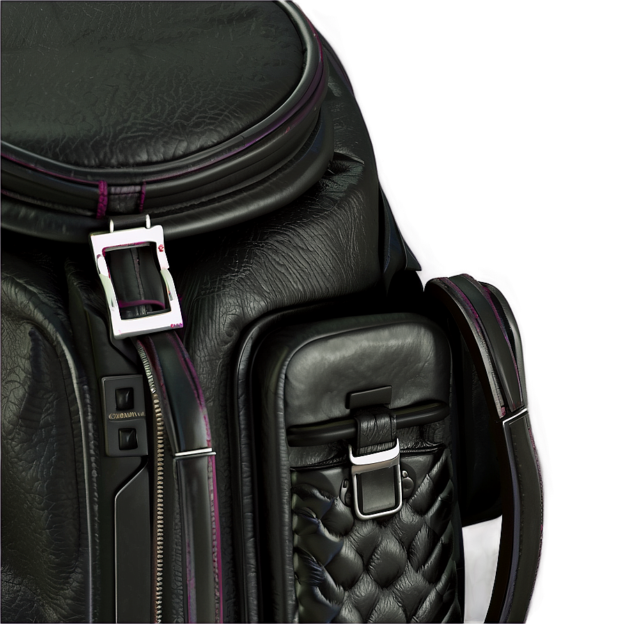 Black Leather Backpack Png 06252024 PNG