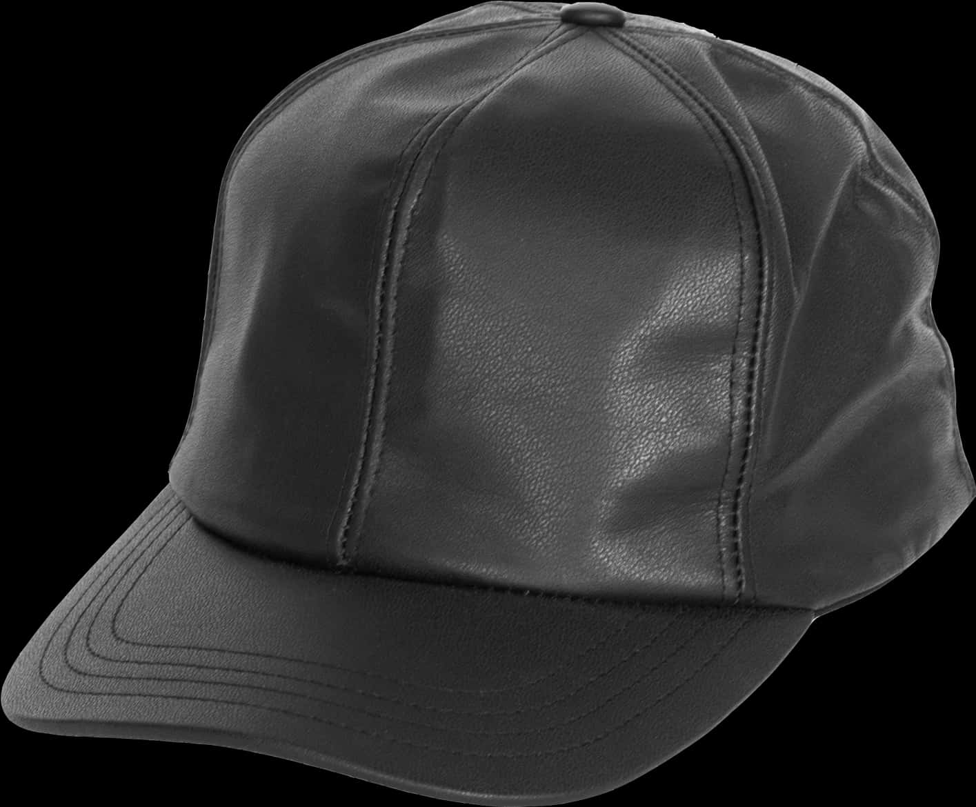 Black Leather Baseball Cap PNG