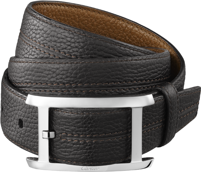 Black Leather Beltwith Silver Buckle PNG